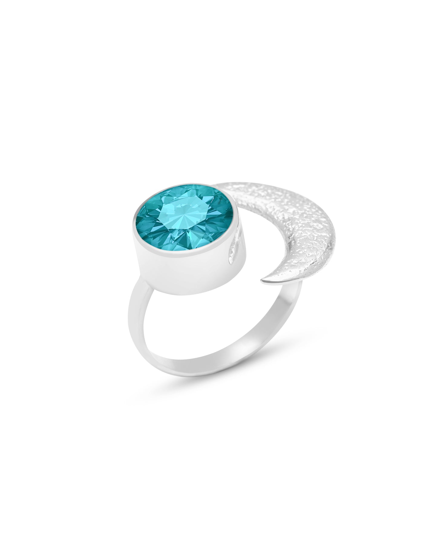 Ring Crescent with Blue Topaz