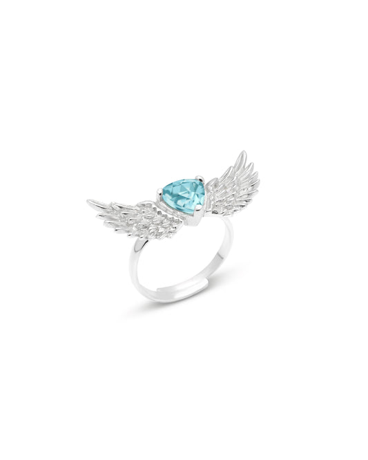 Ring Wings of Liberation Blue Topaz