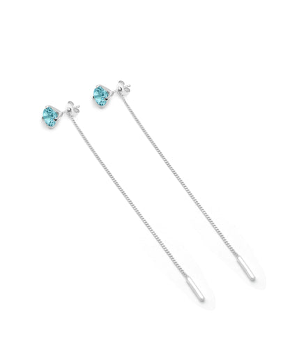 Blue Topaz Chain Earrings, handcrafted jewelry by Celestera in Bali