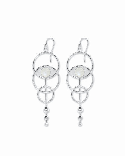 Light Circle Moonstone Earrings