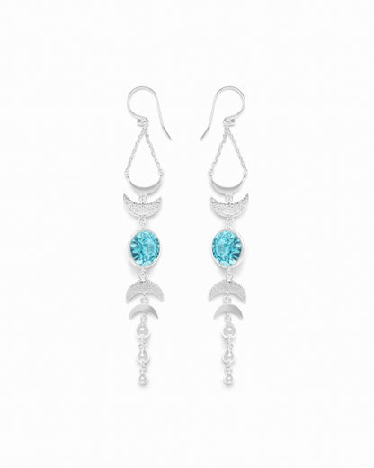 Earrings Moon Phases Blue Topaz