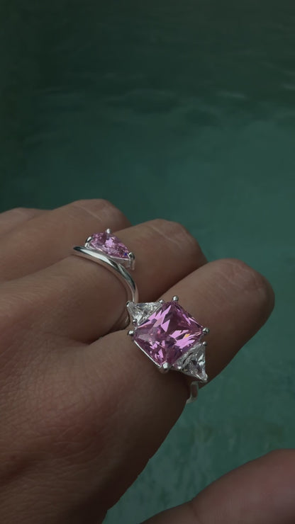 Ring Elegance with Pink Zircone Silver