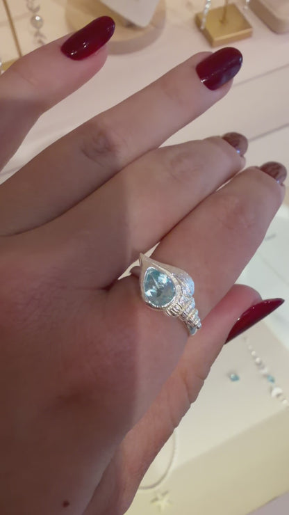 Spiral Shell Blue Topaz Ring Silver